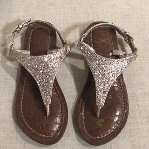 Rose gold glitter Greta sandals size 3 (wmn 5)